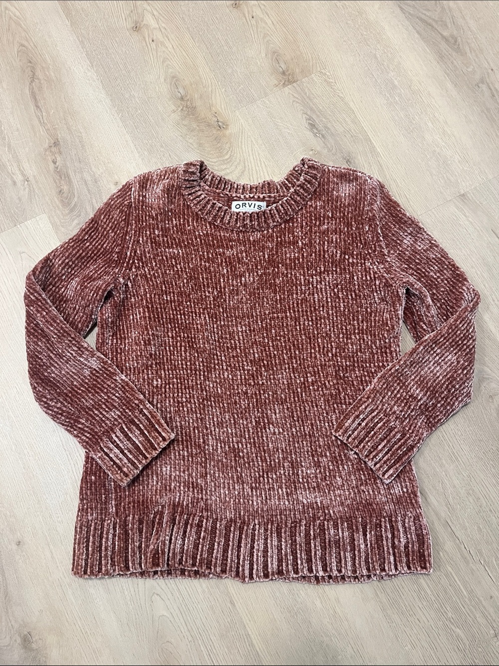 Orvis Chenille Crewneck Sweater in Mauve Pink